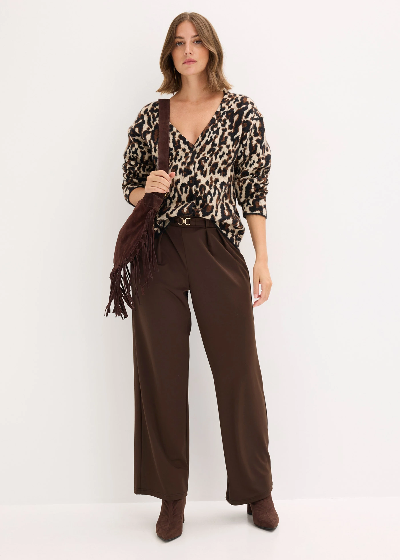 Jachetă tricotată cu model jacquard • maro leo • magazin bonprix