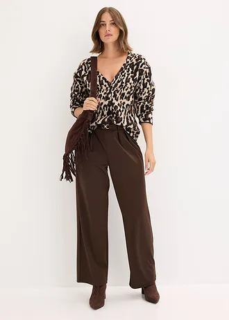 Pletený žakárový kabátek • hnědá s leopardím potiskem • bonprix obchod