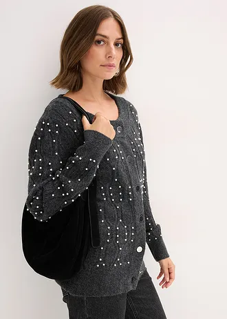Pletený kabátek • antracitový melír • bonprix obchod