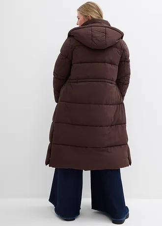 Voděodolný prošívaný kabát, barva: tmavě hnědá