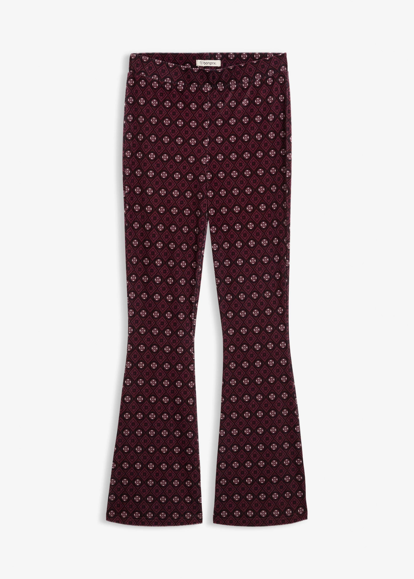Legging évasé en velours doux • bordeaux imprimé • Boutique bonprix