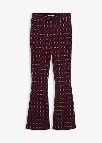 Rozšiřující se legíny z měkkého sametu • tmavě bobulová s potiskem • bonprix obchod