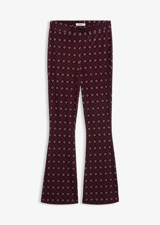 Legging évasé en velours doux • bordeaux imprimé • Boutique bonprix