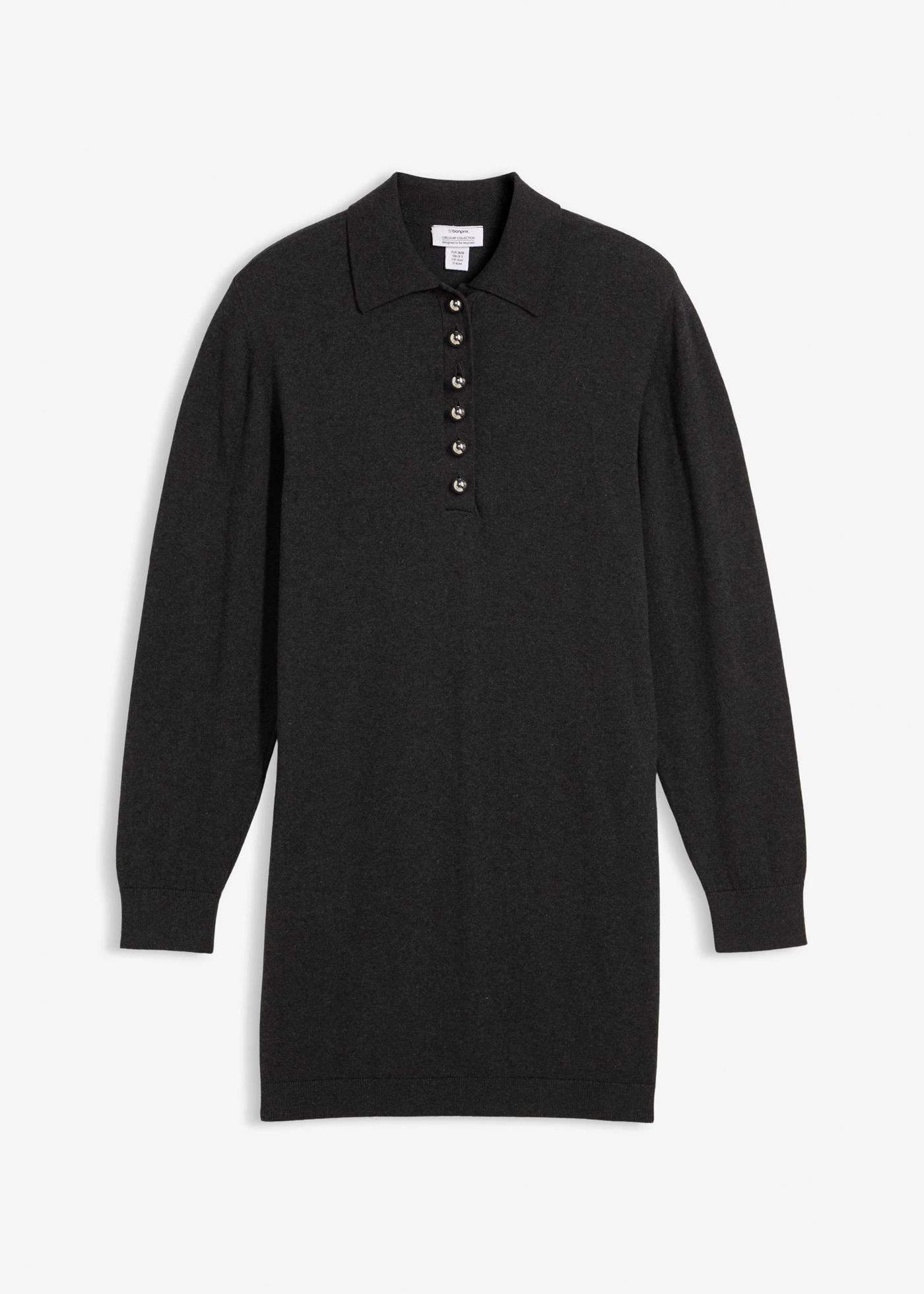 Těhotenské a kojicí šaty z jemně pletené organické bavlny • antracitový melír • bonprix obchod