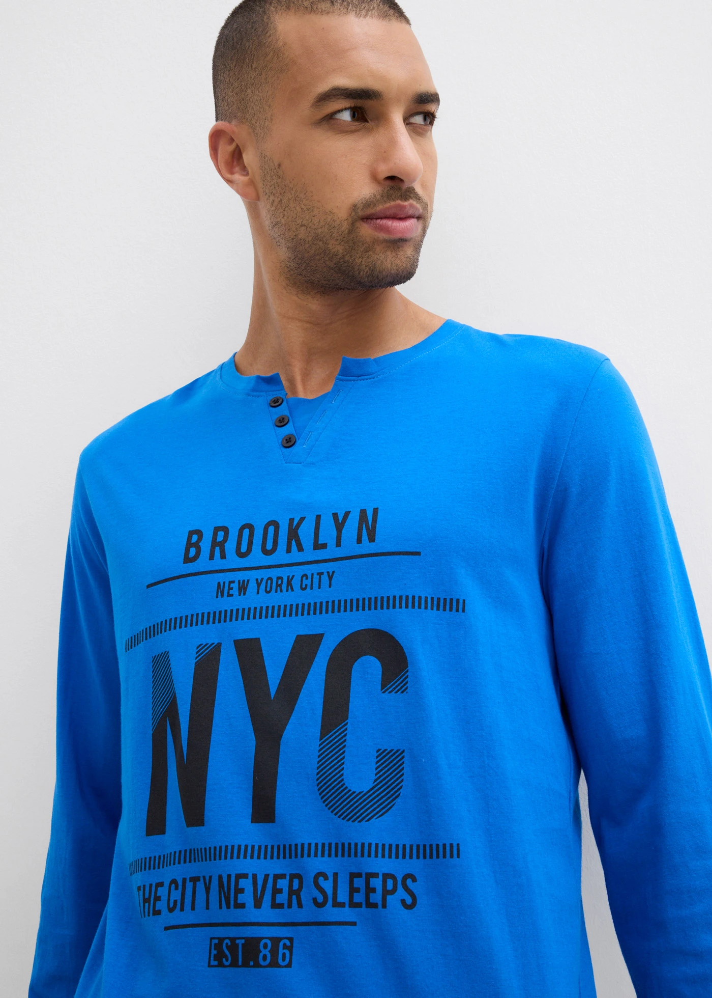 Pyžamo z čisté bavlny, s knoflíkovou lištou a dlouhými rukávy • azurově modro-černá kostka • bonprix obchod