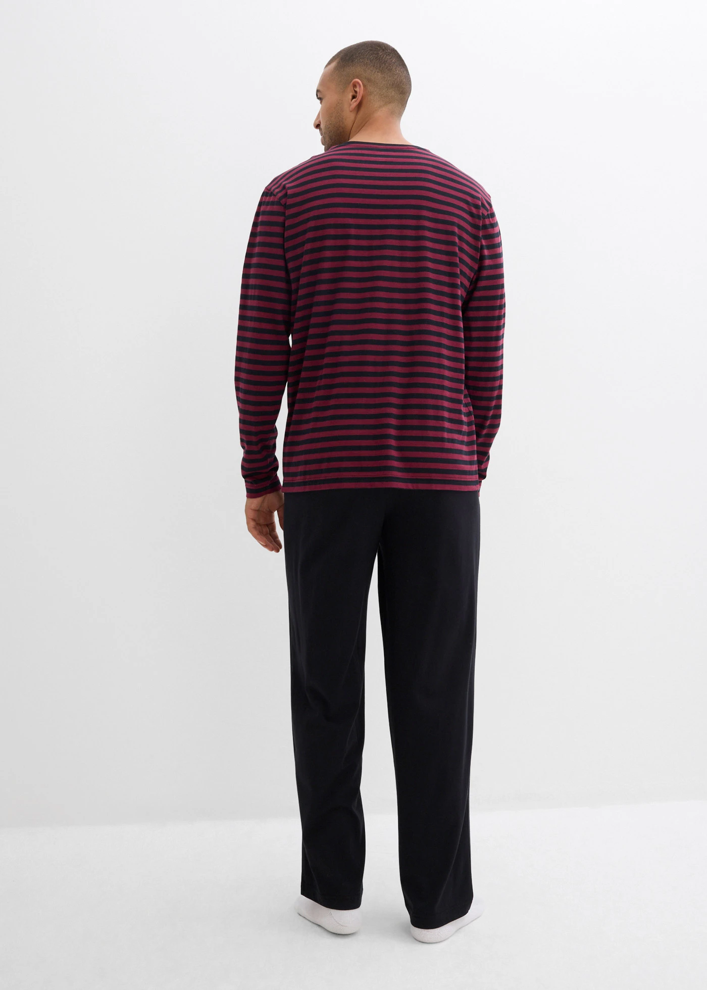 Pyjama manches longues 100% coton • raisin/noir rayures • Boutique bonprix