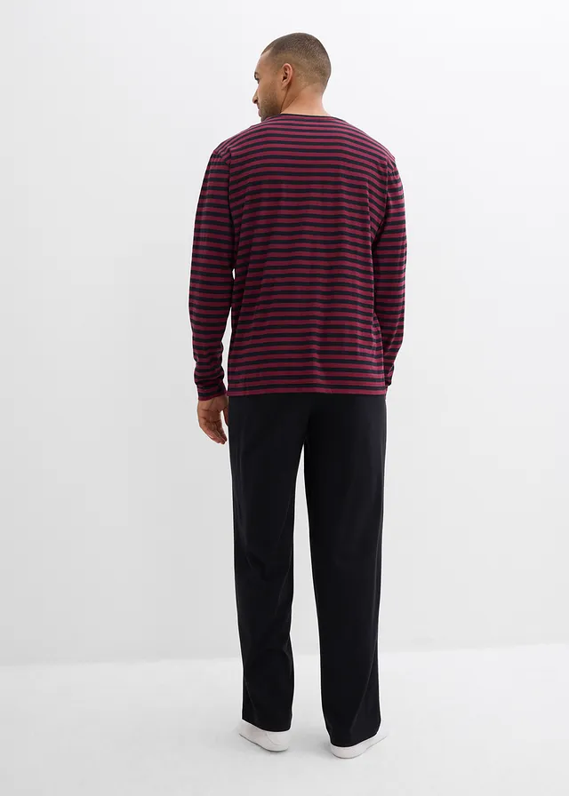 Pyjama manches longues 100% coton • raisin-noir rayures • product-page.page-title-suffix