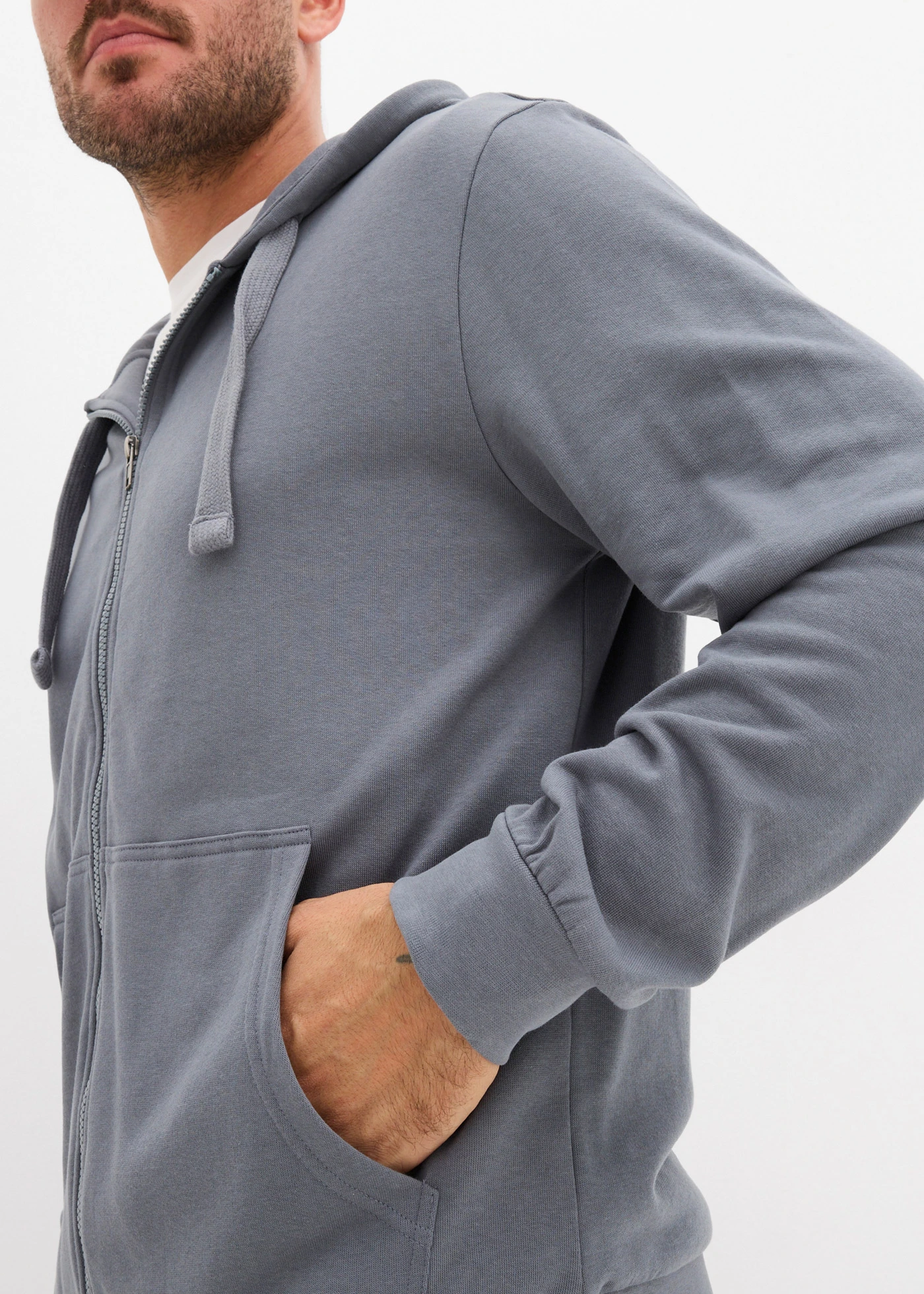 Hoodie met ritssluiting, regular fit • grijsblauw • bonprix online shop