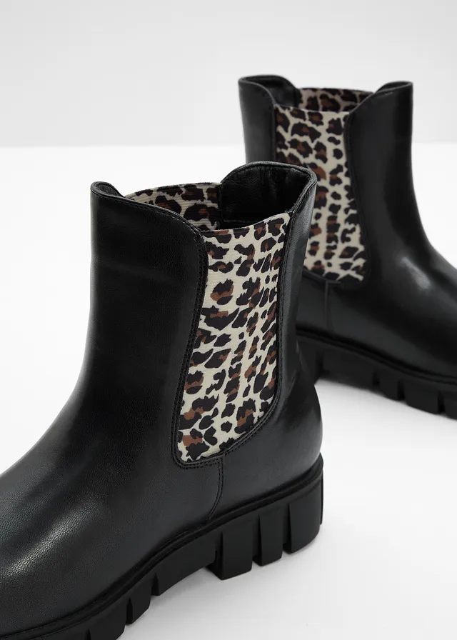 Bottines Chelsea, Couleur: noir léopard