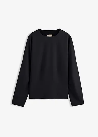 T-shirt manches longues en Punto di Roma • noir • Boutique bonprix