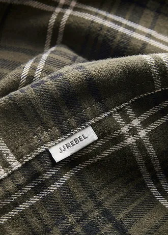 Chemise JJ REBEL en flanelle 100% coton • noir-olive carreaux • Boutique bonprix