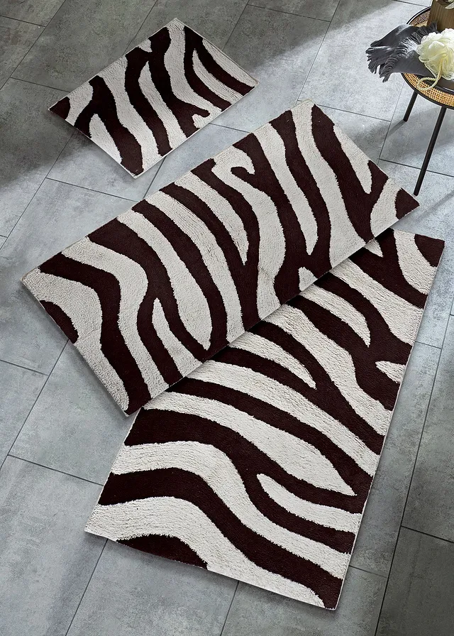 Tapis de bain au motif zèbre, Couleur: noir/zèbre