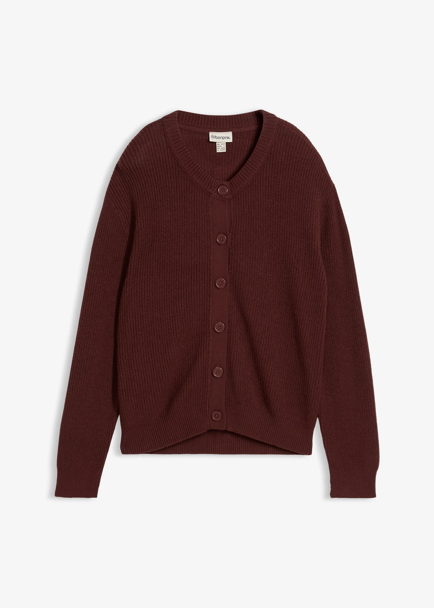 Gilet en maille côtelée à col rond • café • Boutique bonprix