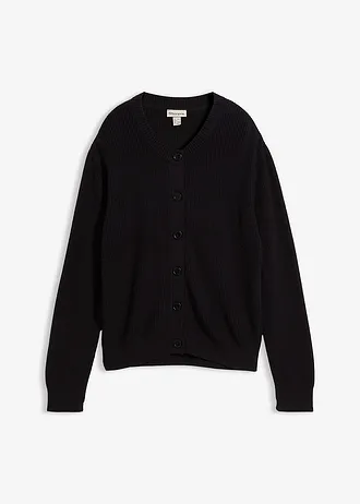 Fijn gebreid vest met ronde hals, Kleur: zwart