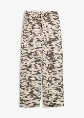 Pantalon en twill de coton extensible, Couleur: grès/gris ardoise zèbre