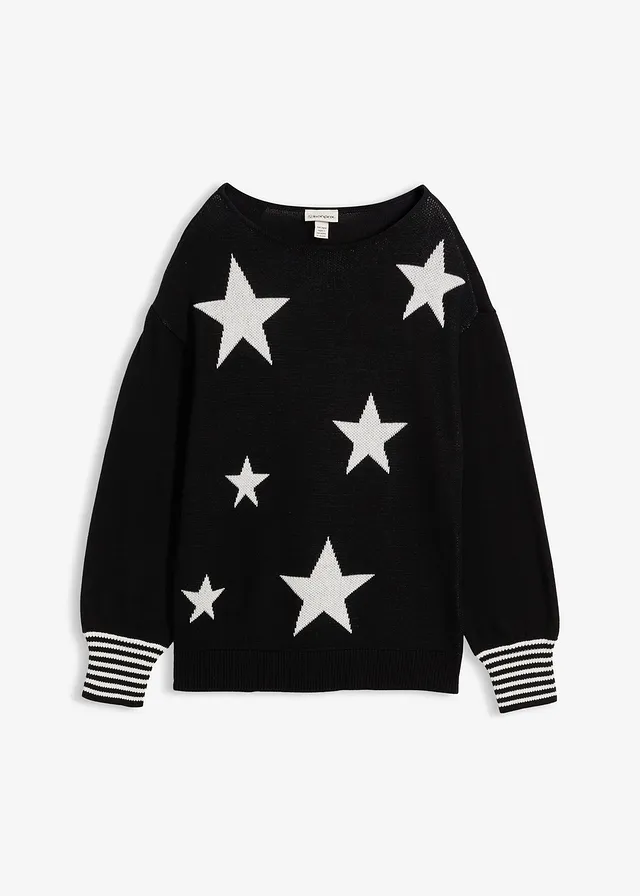 Pulover oversized cu imprimeu cu stele