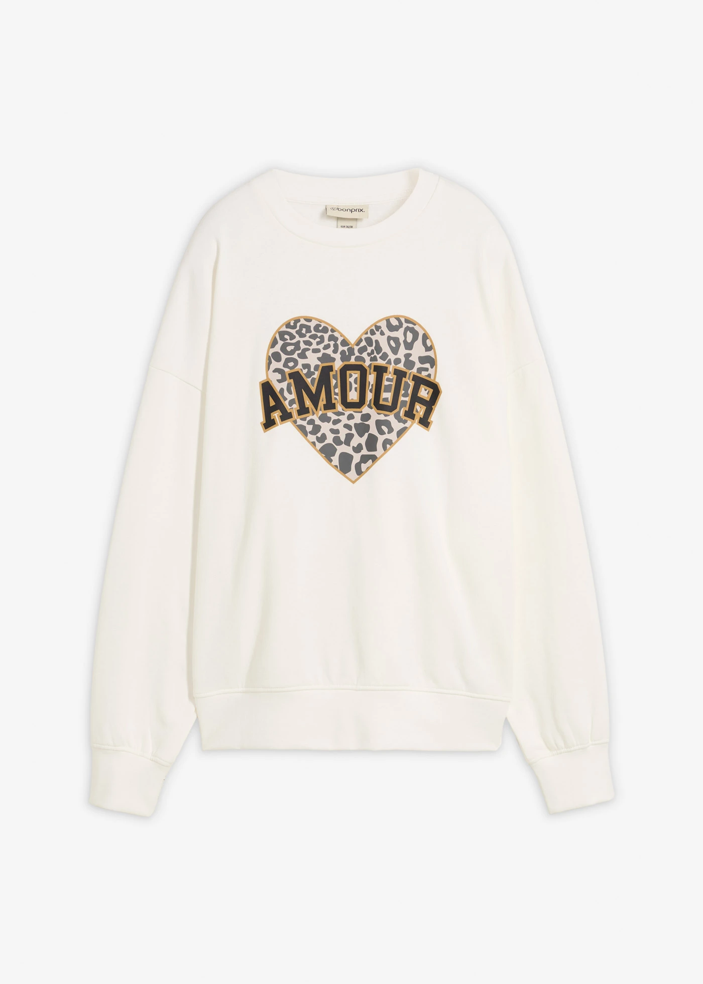 Sweat oversize en coton mélangé • écru imprimé • Boutique bonprix