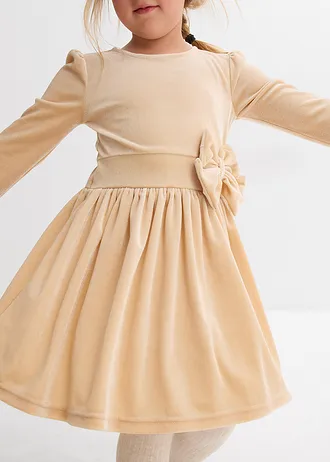 Sametové šaty s rozšířeným střihem • světle hnědá • bonprix obchod