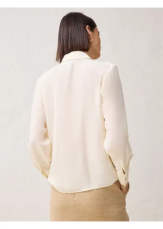 Blouse met zijde, Kleur: natuurbeige