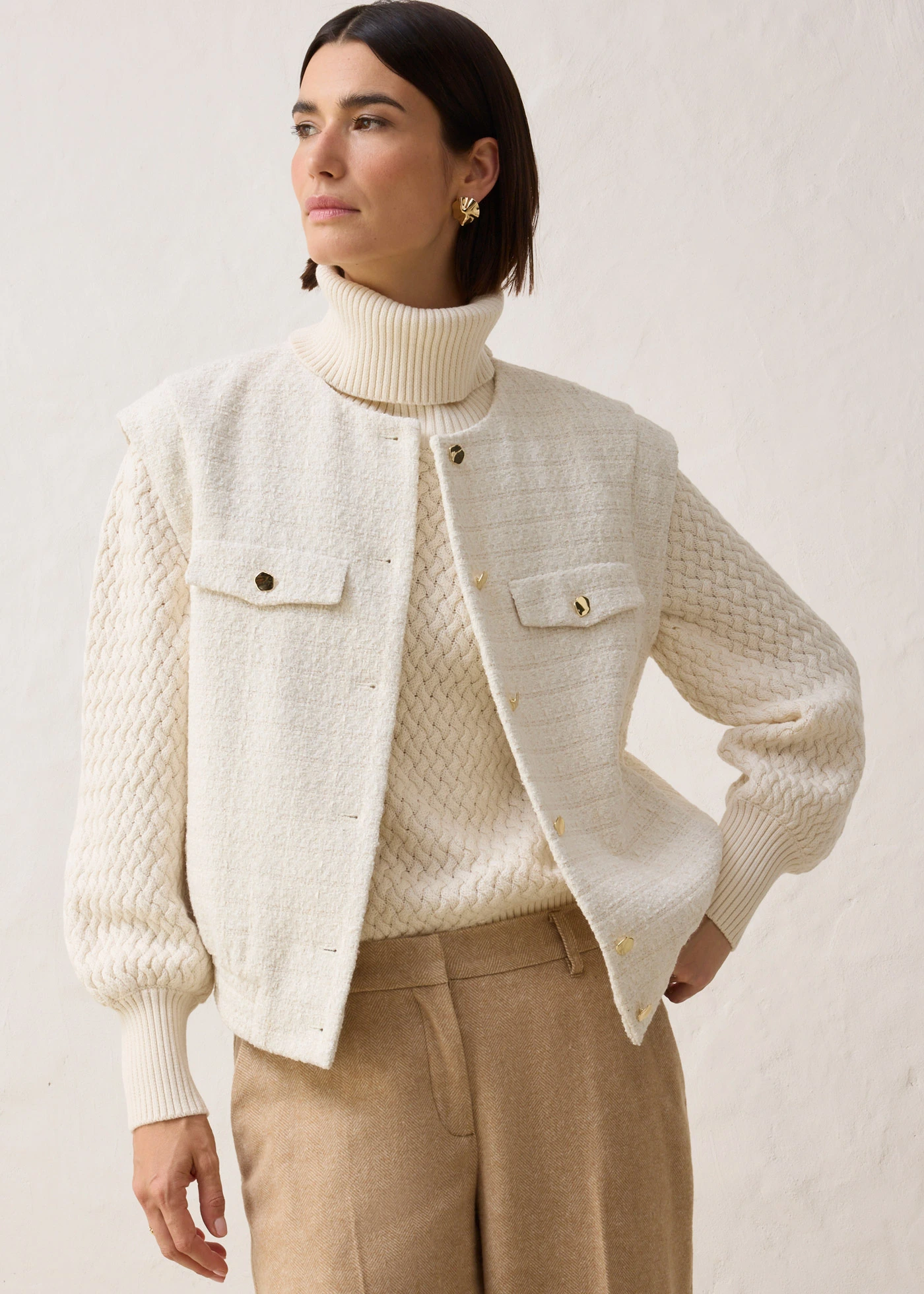 Vestă tip blazer cu lână • bej natur • magazin bonprix