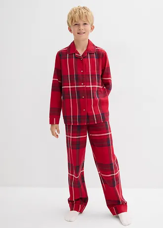 Flanellen kinderpyjama van zacht katoen • donkerrood geruit • bonprix online shop