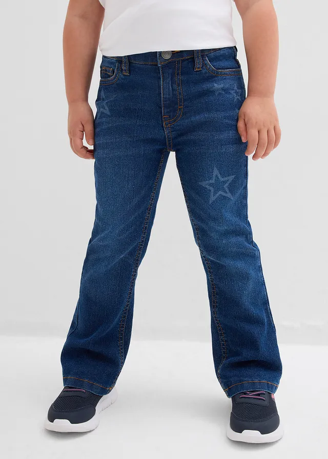 Thermo bootcut jeans, mid waist, Kleur: blauw denim