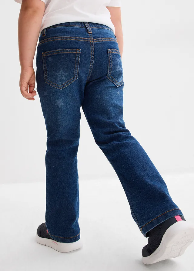 Thermo bootcut jeans, mid waist, Kleur: blauw denim