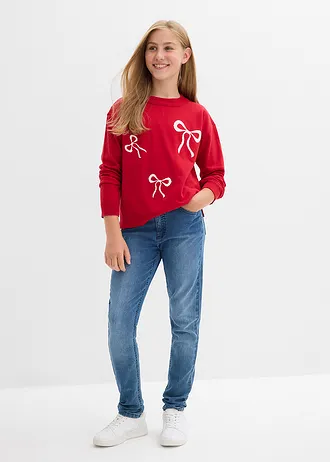 Fijngebreide trui met strik • chilirood • bonprix online shop