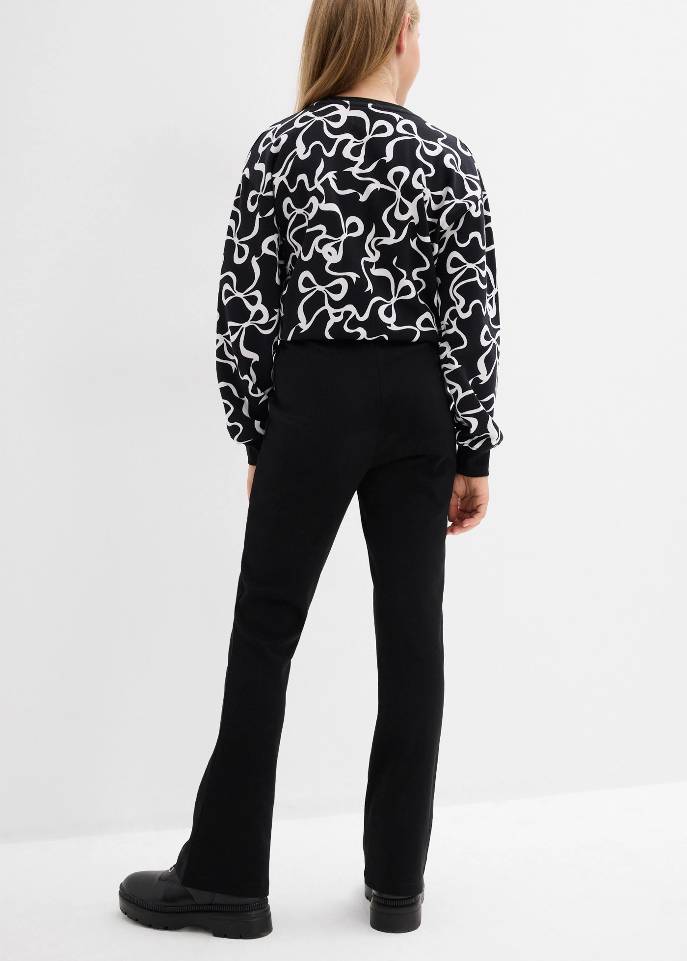 Pantalon évasé en jersey coton épais • noir • Boutique bonprix