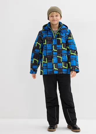 Veste de ski imperméable avec détails réfléchissants • noir-bleu azur-vert fluo graphique • Boutique bonprix