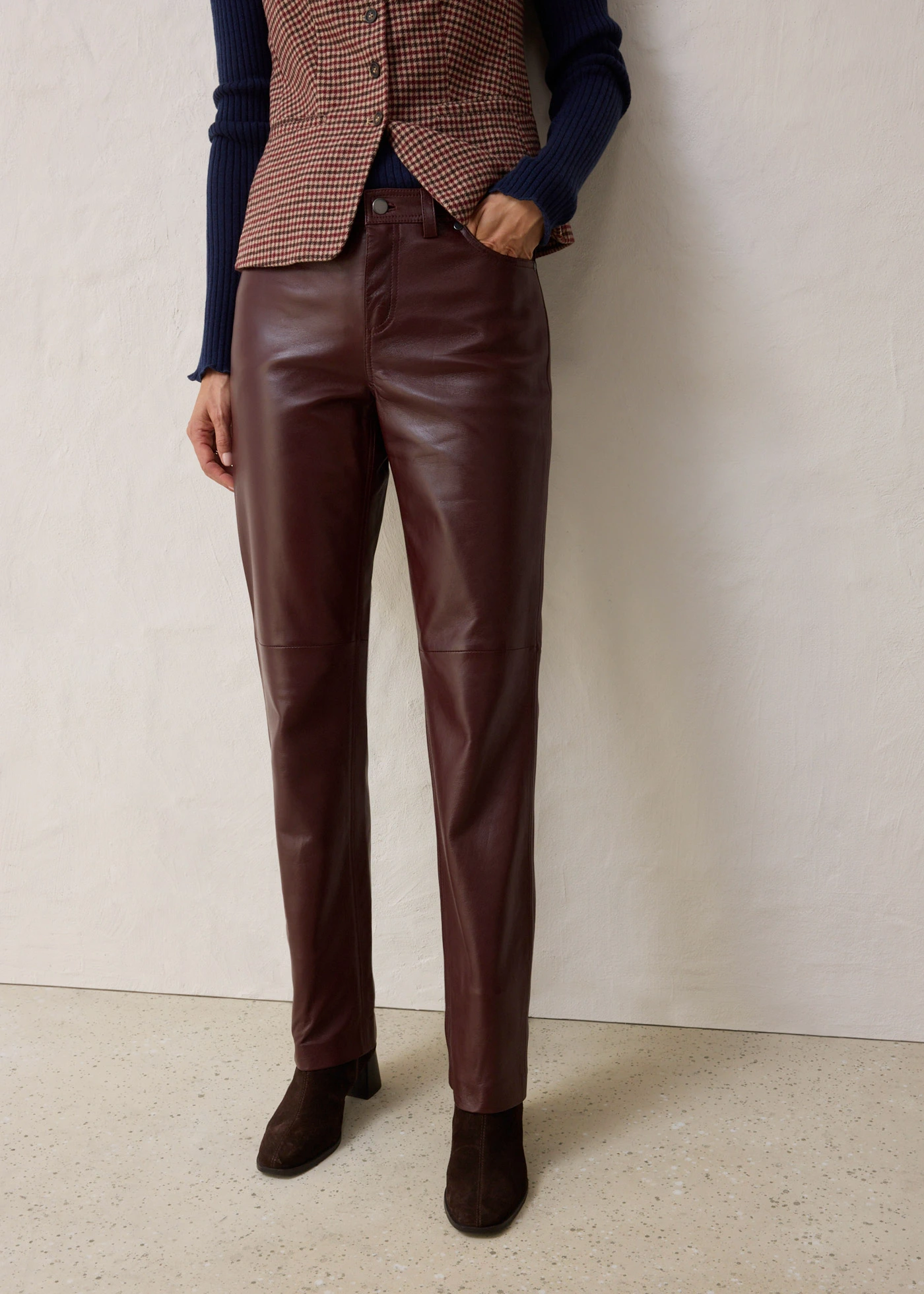 Pantalon en cuir nappa d'agneau • café • Boutique bonprix