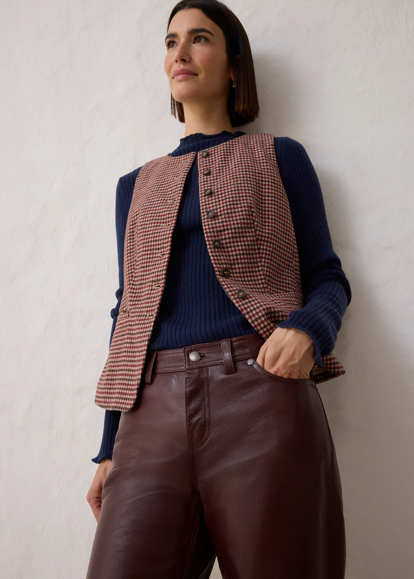 Kožené kalhoty z jehněčí kůže nappa • kávově hnědá • bonprix obchod