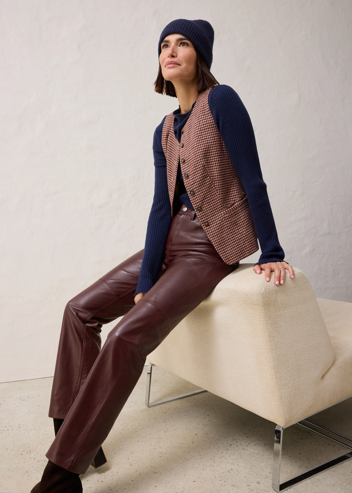 Pantalon en cuir nappa d'agneau • café • Boutique bonprix