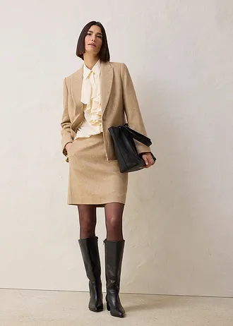 Wollen rok met visgraatpatroon • natuurbeige mêlee • bonprix online shop