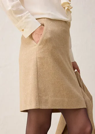 Wollen rok met visgraatpatroon • natuurbeige mêlee • bonprix online shop