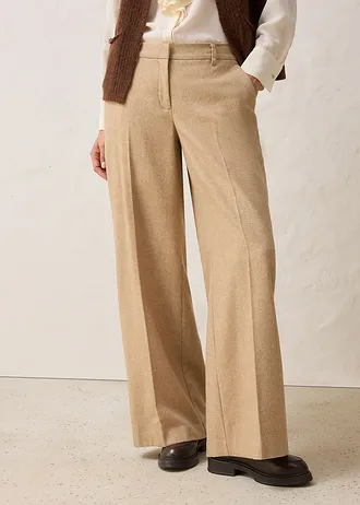 Wollen broek met visgraatpatroon, Kleur: natuurbeige gemêleerd