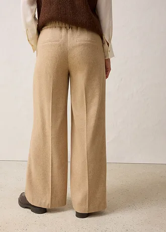 Wollen broek met visgraatpatroon, Kleur: natuurbeige gemêleerd