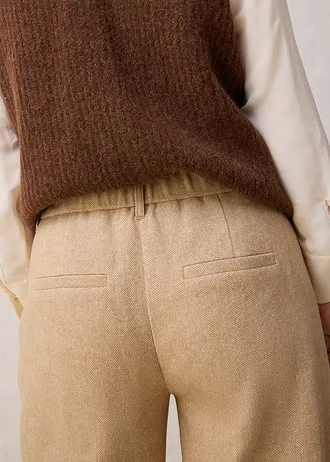 Vlněné kalhoty se vzorem rybí kosti • béžový melír • bonprix obchod