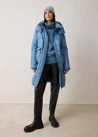 Lange donsjas met gerecycled dons, waterafstotend, Kleur: grijsblauw