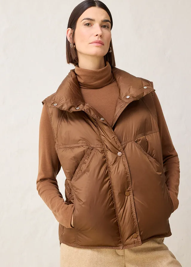 Doudoune sans manches avec duvet recyclé, Couleur: marron