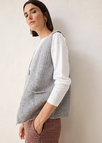 Gilet sans manches en grosse maille • gris clair chiné • Boutique bonprix