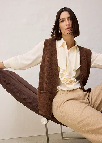 Hrubo pletená vesta s alpaka vlnou • tmavohnedá • obchod bonprix