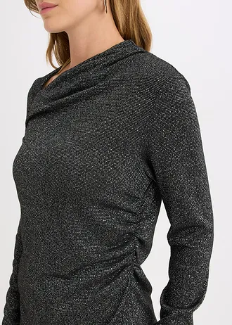 Tričko s dlhým rukávom • čierna/strieborná • obchod bonprix