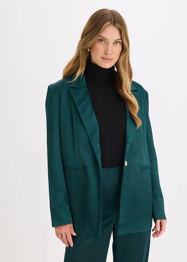 Blazer oversize en satin • vert profond • product-page.page-title-suffix