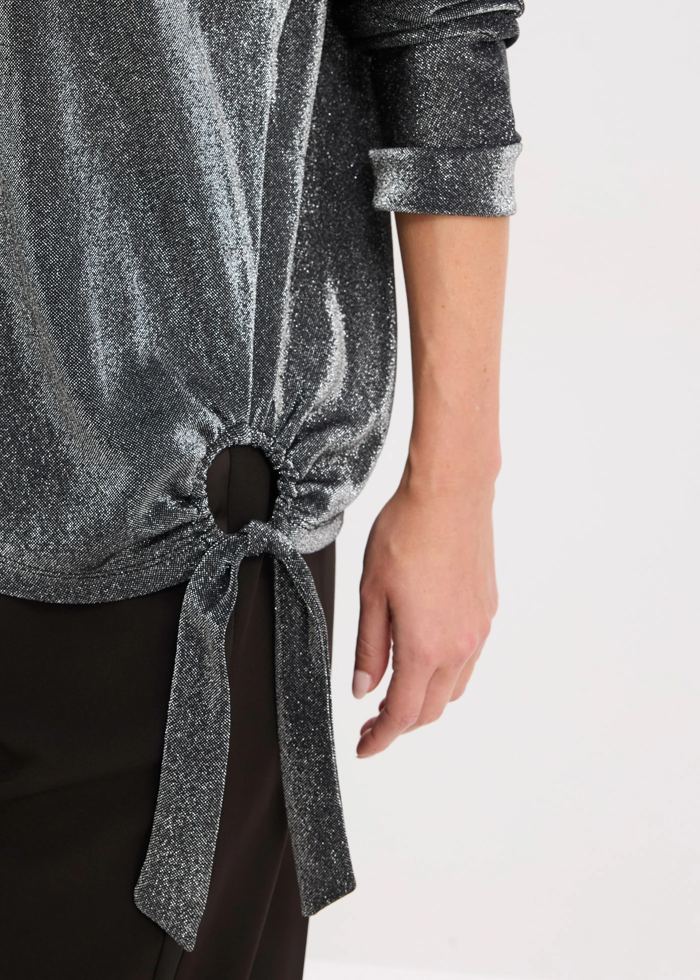 Hosszú ujjú póló • fekete/ezüstszín • bonprix áruház