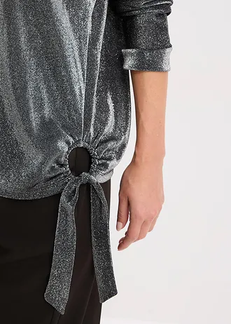 Hosszú ujjú póló • fekete/ezüstszín • bonprix áruház