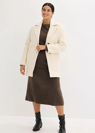 Korte, oversized bouclé jas, Kleur: crème