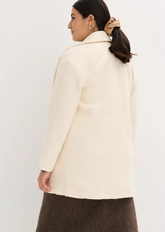 Korte, oversized bouclé jas, Kleur: crème