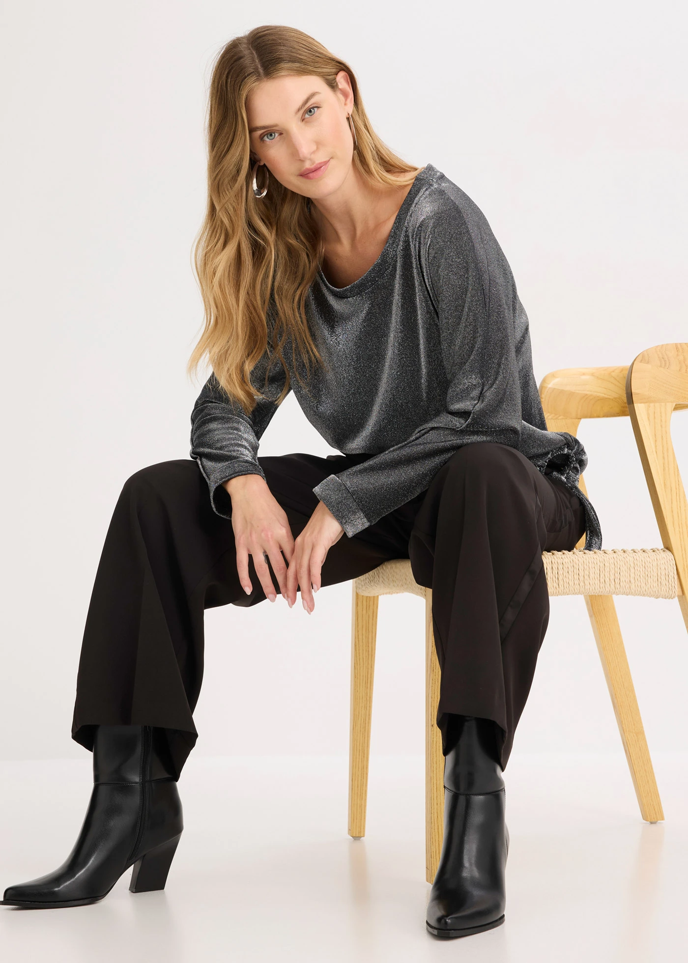 T-shirt manches longues • noir/argenté • Boutique bonprix