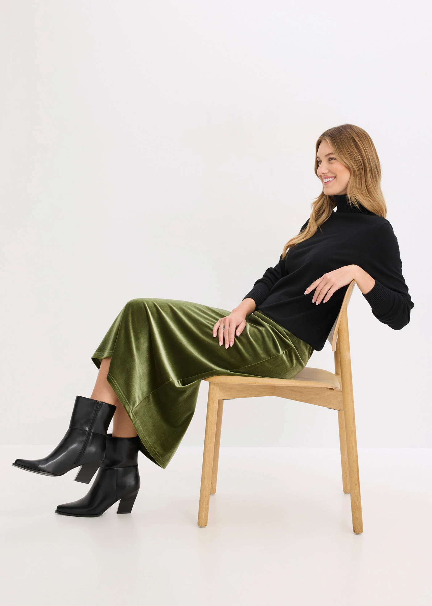 Sukně v délce midi • tmavě khaki • bonprix obchod